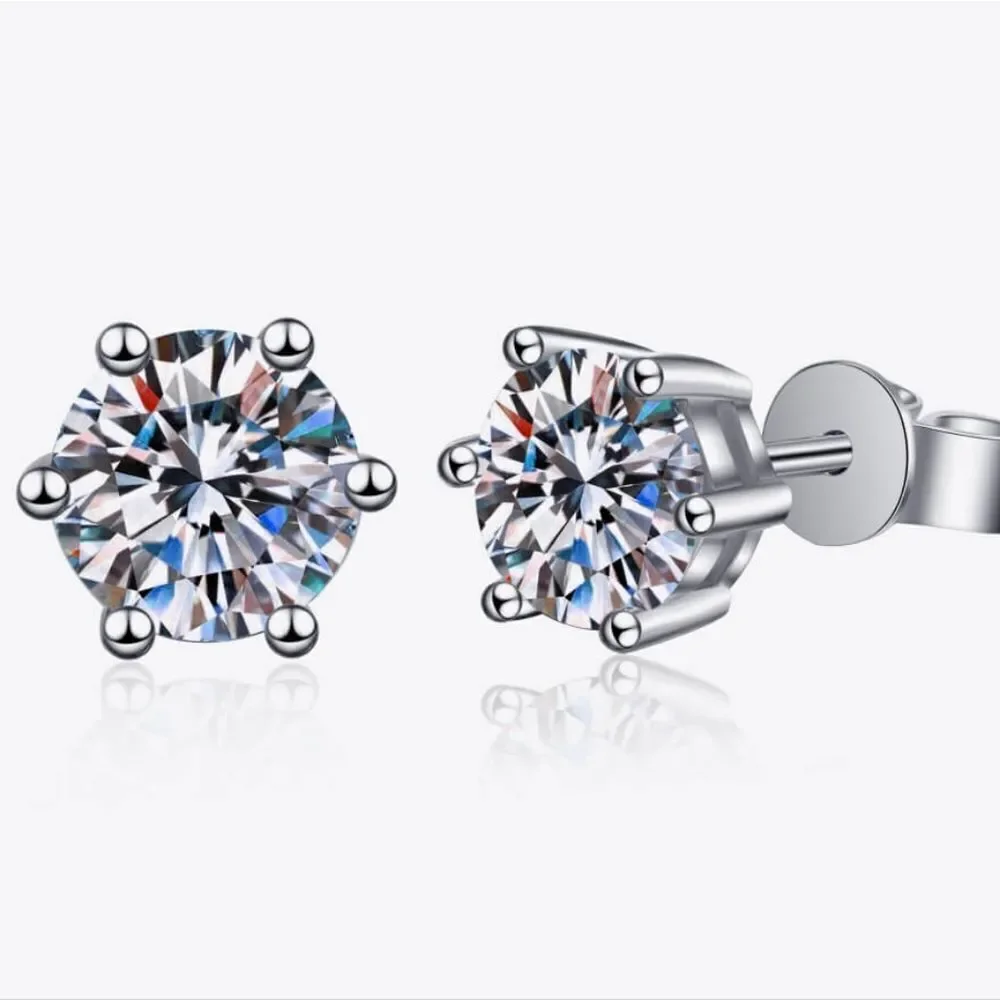 Dazzling 2 Carat Moissanite Solitaire Stud Earrings | 925 Sterling Silver |Gift